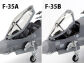 Compare the F-35A and F-35B canopies. This kit includes 2 sets of canopy parts, which can be swapped in and out after assembly.
