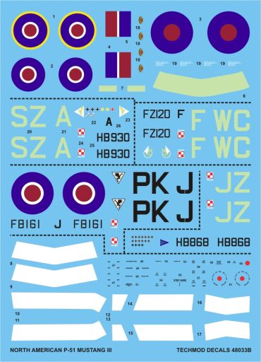 TCH48033 North American P-51 Mustang III decals