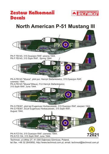 TCH72021 North American P-51 Mustang III decals