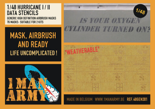 1 Man Army 48GEN301 Hurricane I/II Data Stencils