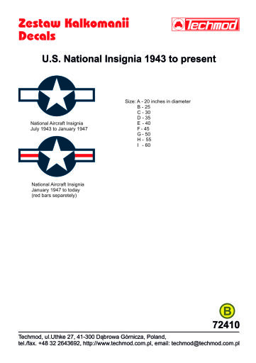 TCH72410 U.S. Insignia decals