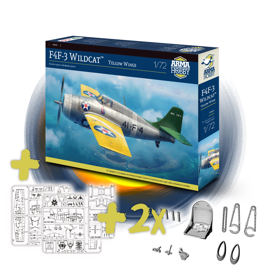 F4F-3 Wildcat bundle with extra plastic and two sets of 3D-printed details