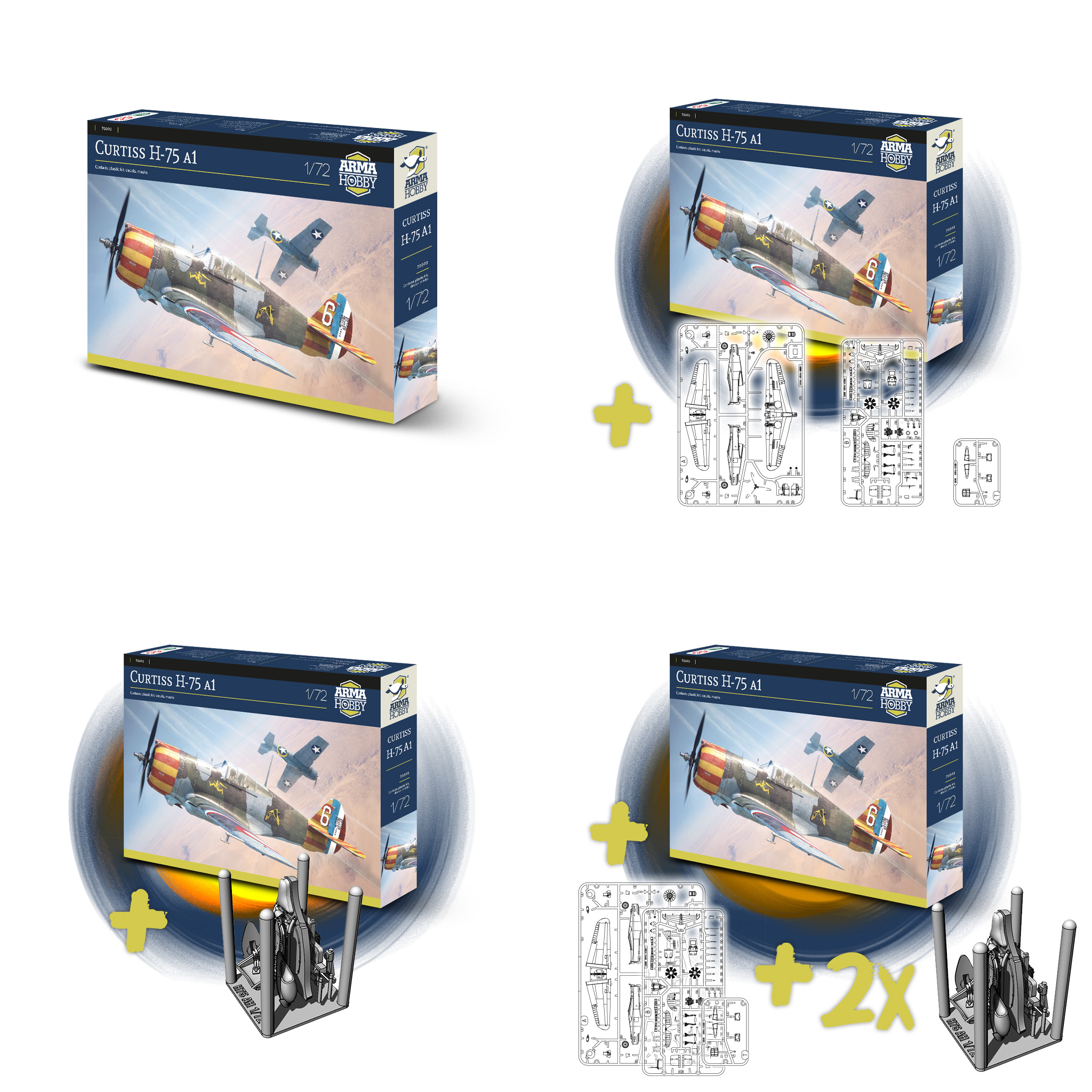 Curtiss H-75A1/A2 kit 70093 with optional overtrees and 3D printed details